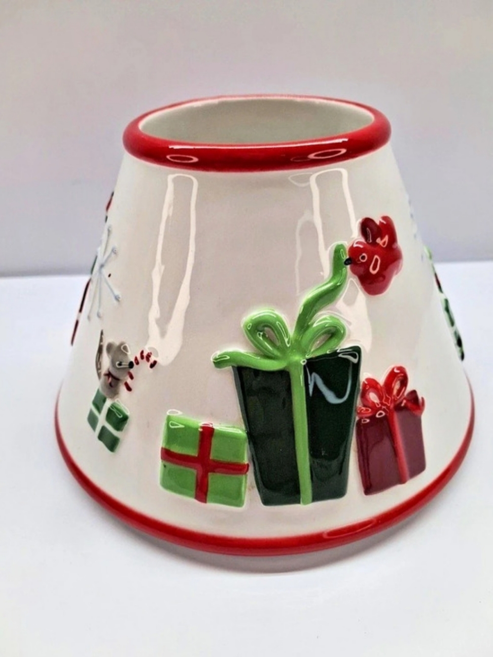 The White Barn Candle Co. Holiday Ceramic Candle Shade in White & Red